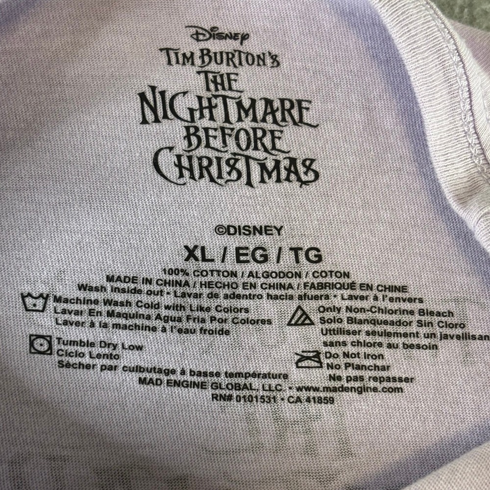 Disney Nightmare Before Christmas T Shirt XL Purple Jack Skellington Graphic Tee - Picture 5 of 6